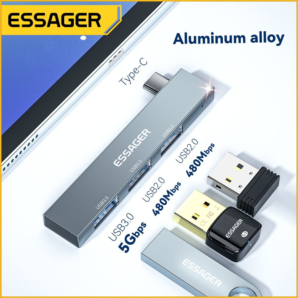 Type C Multiport Adapter - Essager 3-in-1 USB C HUB High
