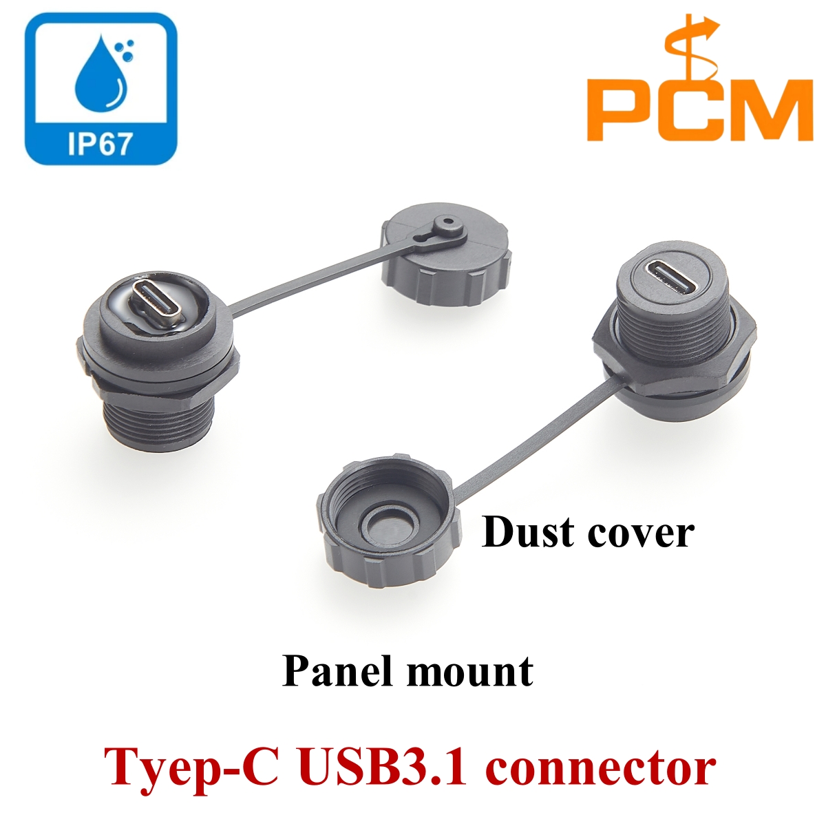 Type C Multiport Adapter - Round Panel mount Coupler USB 3.1