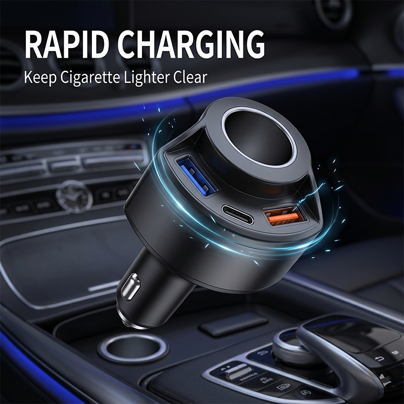 Type C Multiport Adapter - Fast Charging Multi Port Vehicle Power