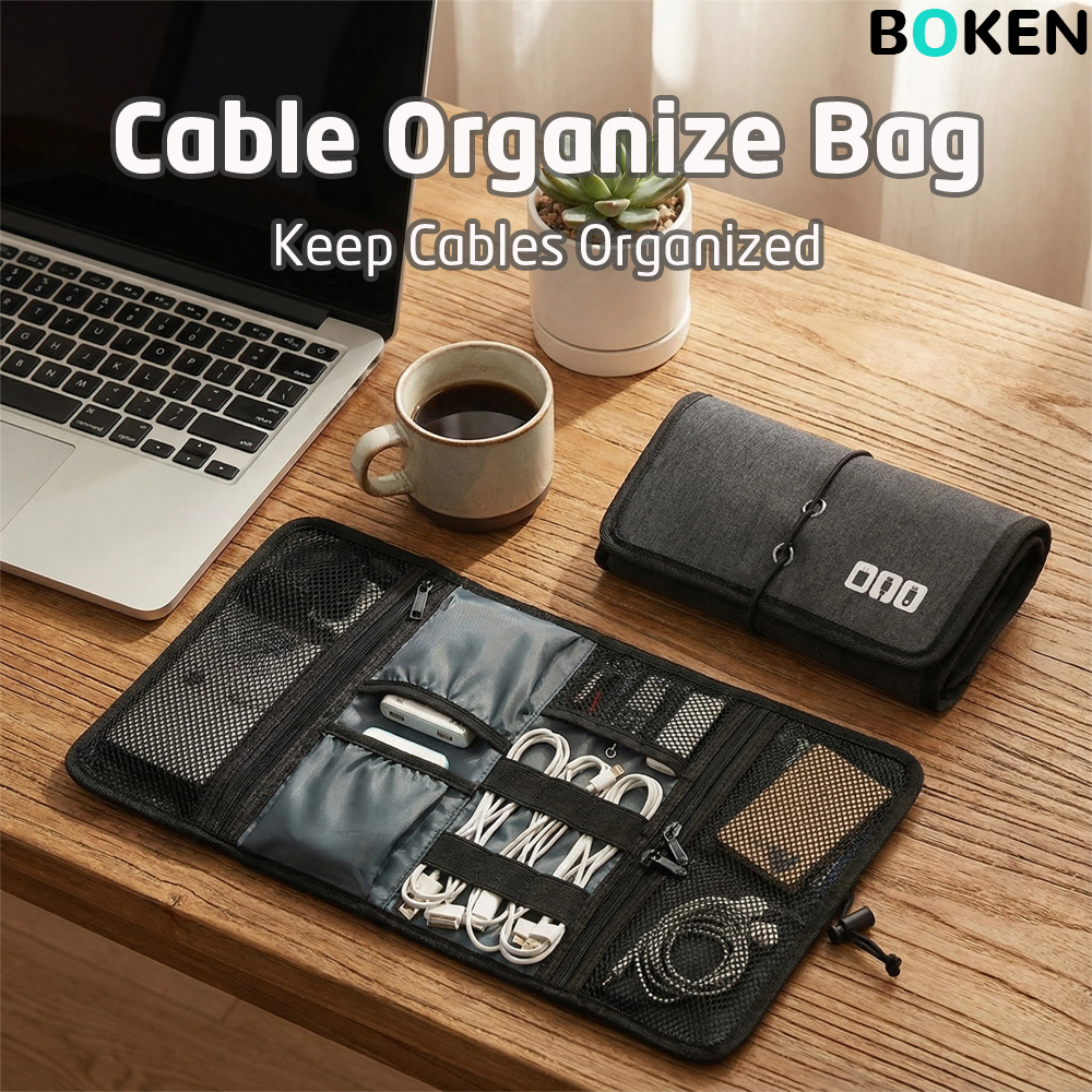 Tech Office Accessories - Portable Foldable Travel Cable Organizer Bag